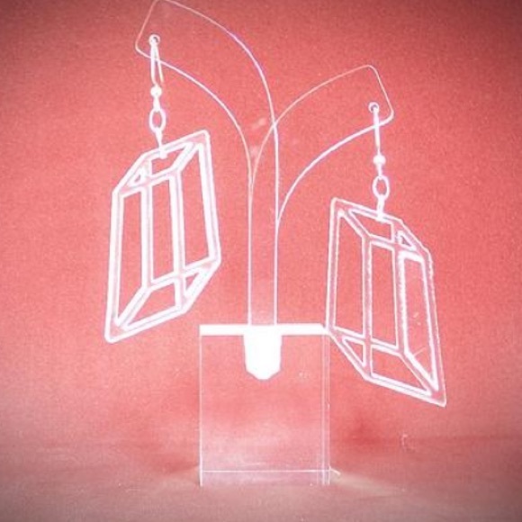 Transparent Prism Earrings - Triclinic Lucite - Picture 7 of 7
